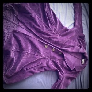 Corduroy and Lace Eggplant Coat